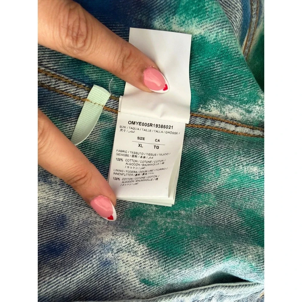Off-White 2019 Multi-Color Tie-Dye Denim Jacket Virgil Abloh Mens‎ XL - Picture 15 of 16